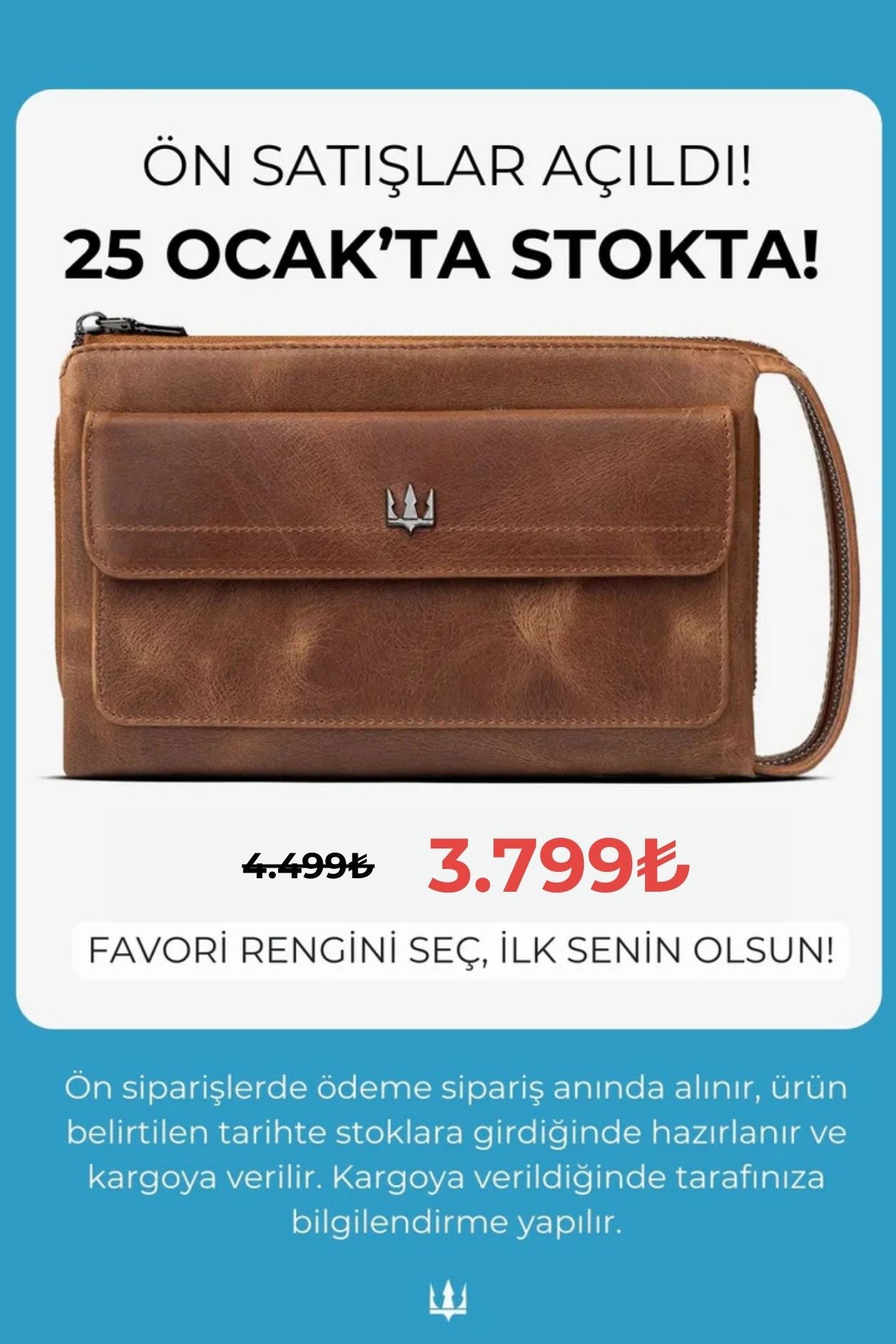 Ombre Hakiki Deri El Çantası