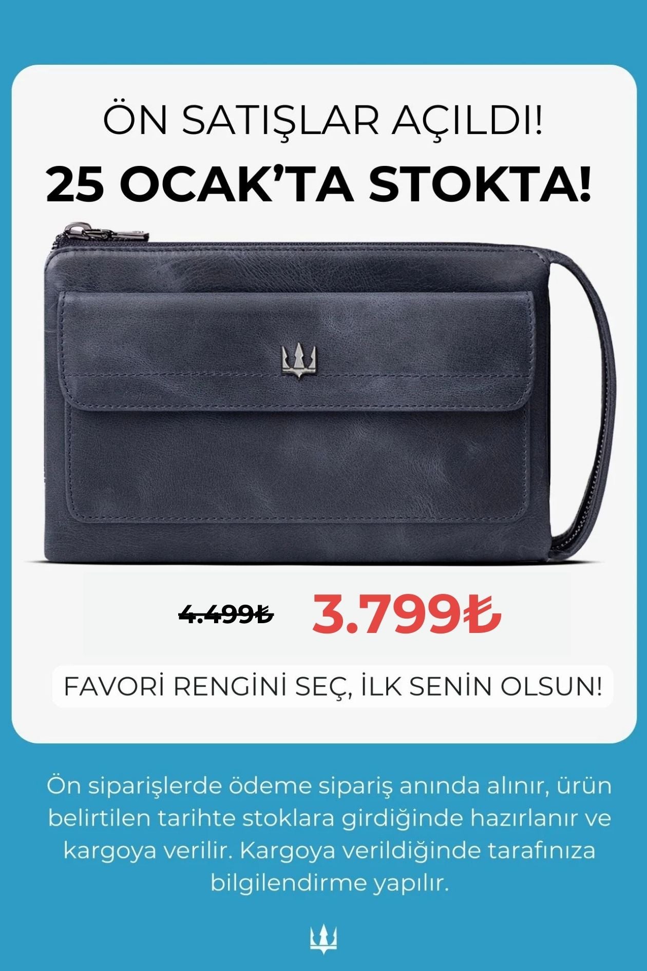 Ombre Hakiki Deri El Çantası