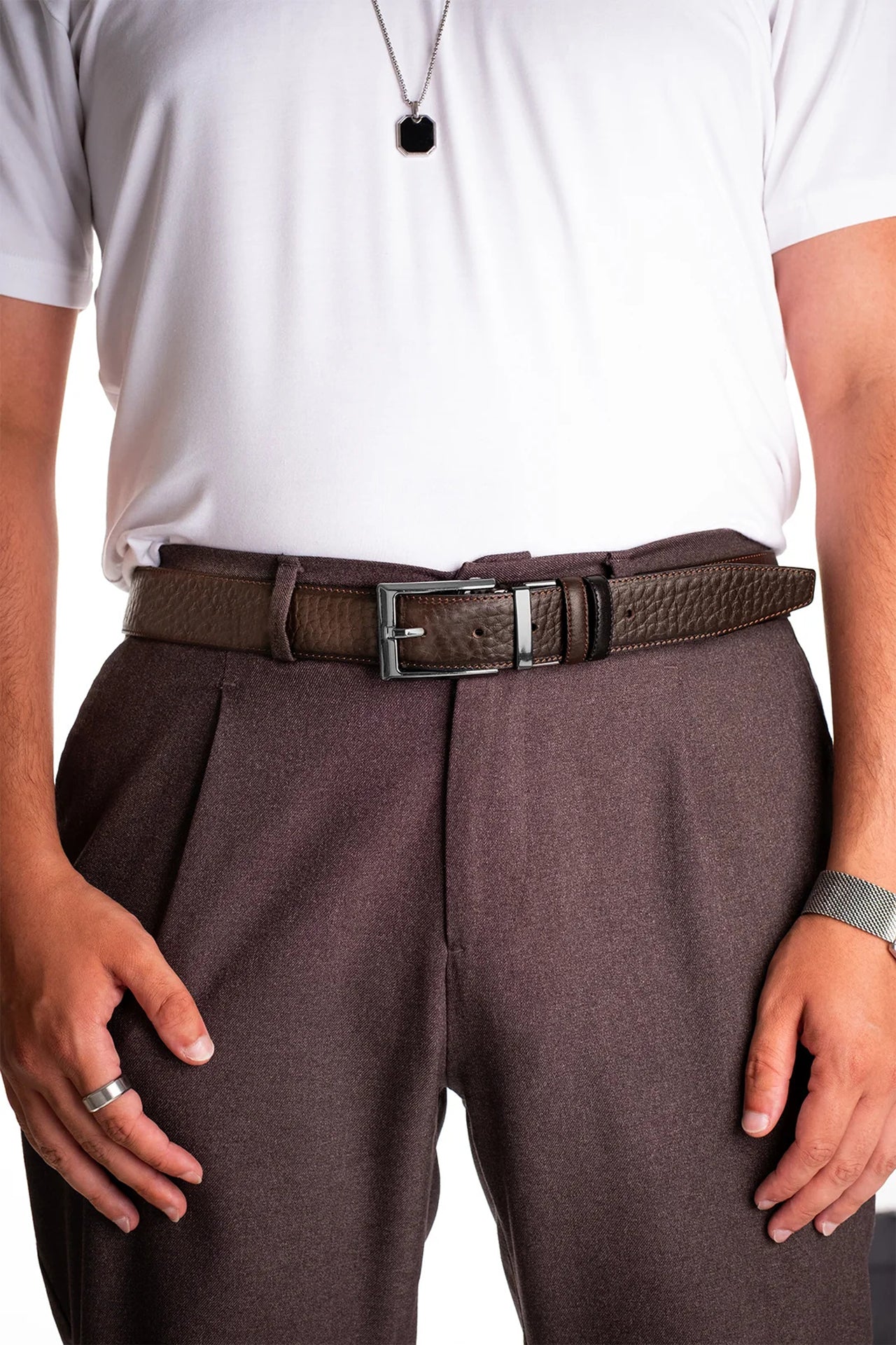 Daniel Hakiki Deri Çift Taraflı Kemer 3.5cm