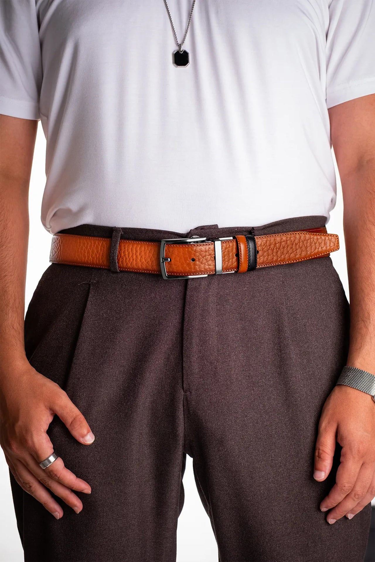 Daniel Hakiki Deri Çift Taraflı Kemer 3.5cm