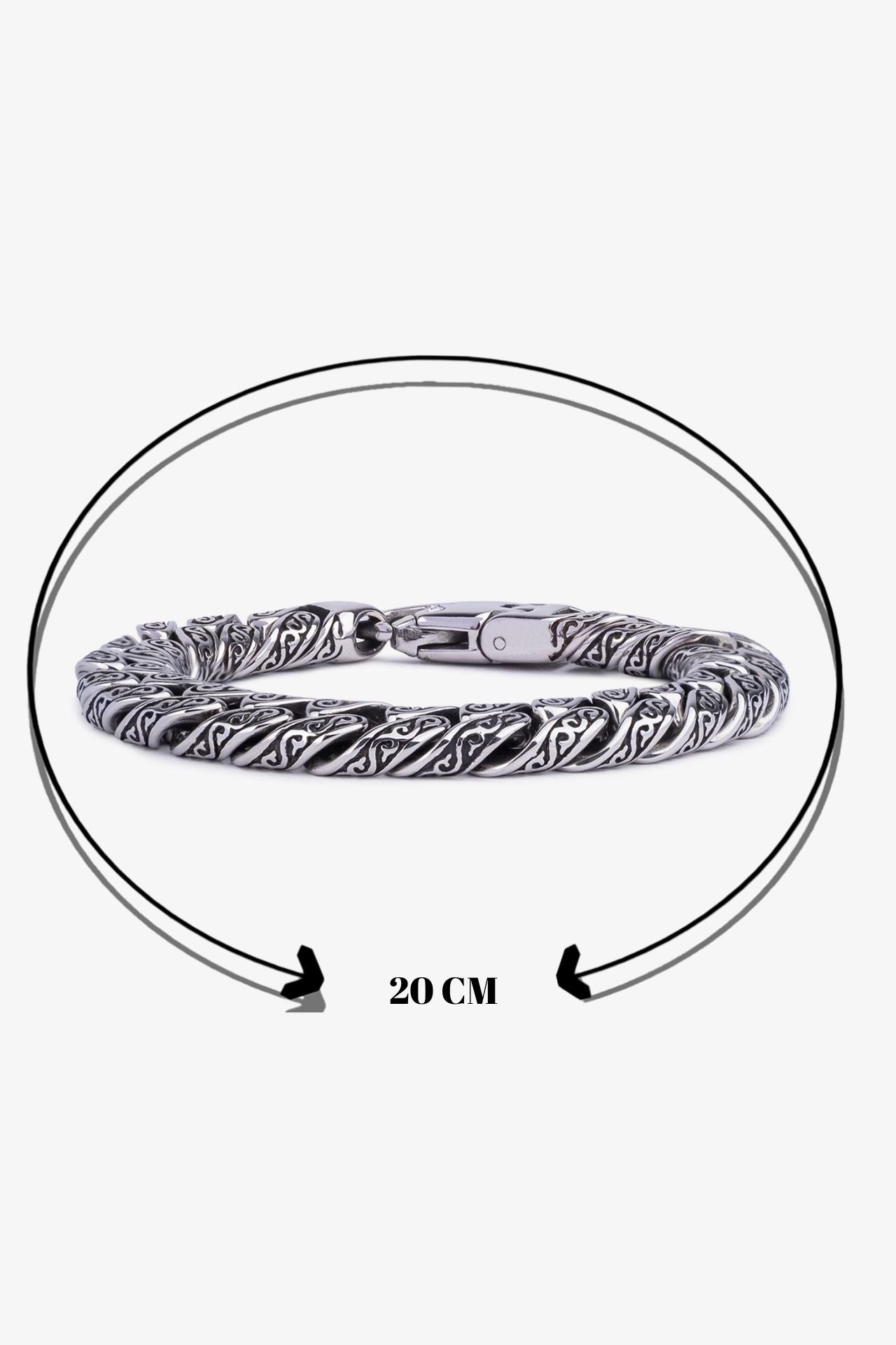20 cm gümüş renkli desenli metal bileklik