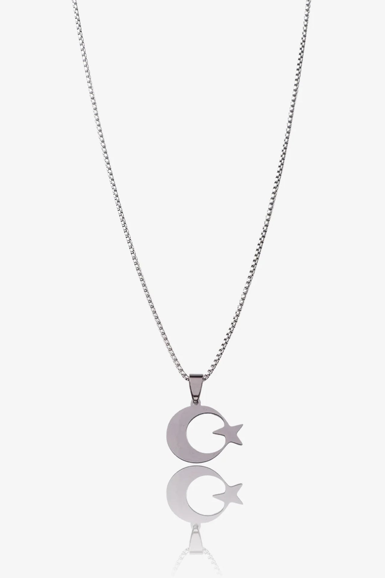 Ay Yıldız Çelik Kolye
