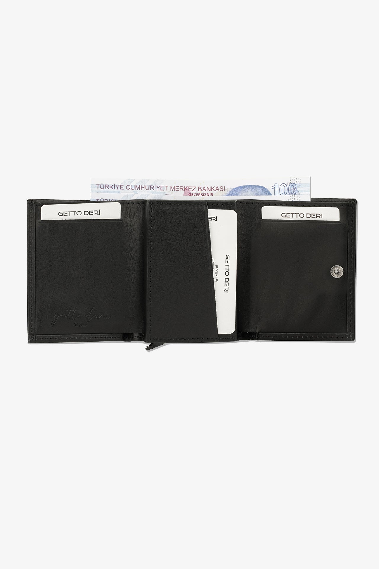 Prag Mekanizmalı Hakiki Deri Cüzdan