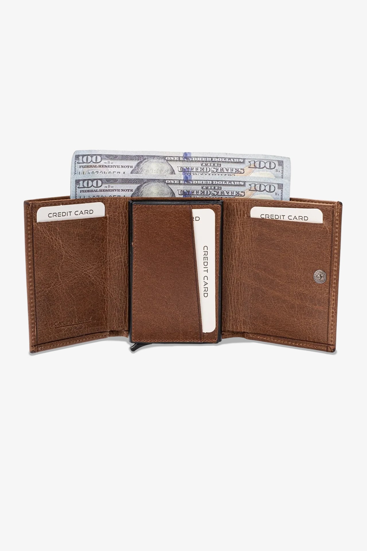 Prag Mekanizmalı Hakiki Deri Cüzdan