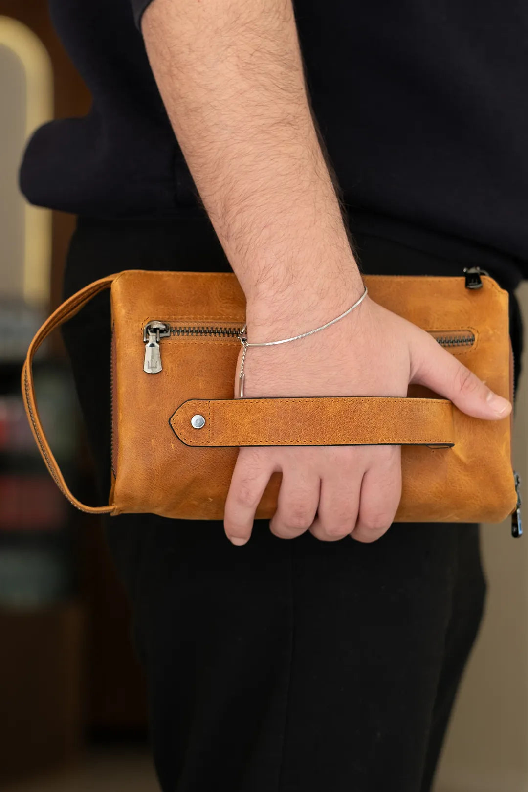 Ombre Hakiki Deri El Çantası