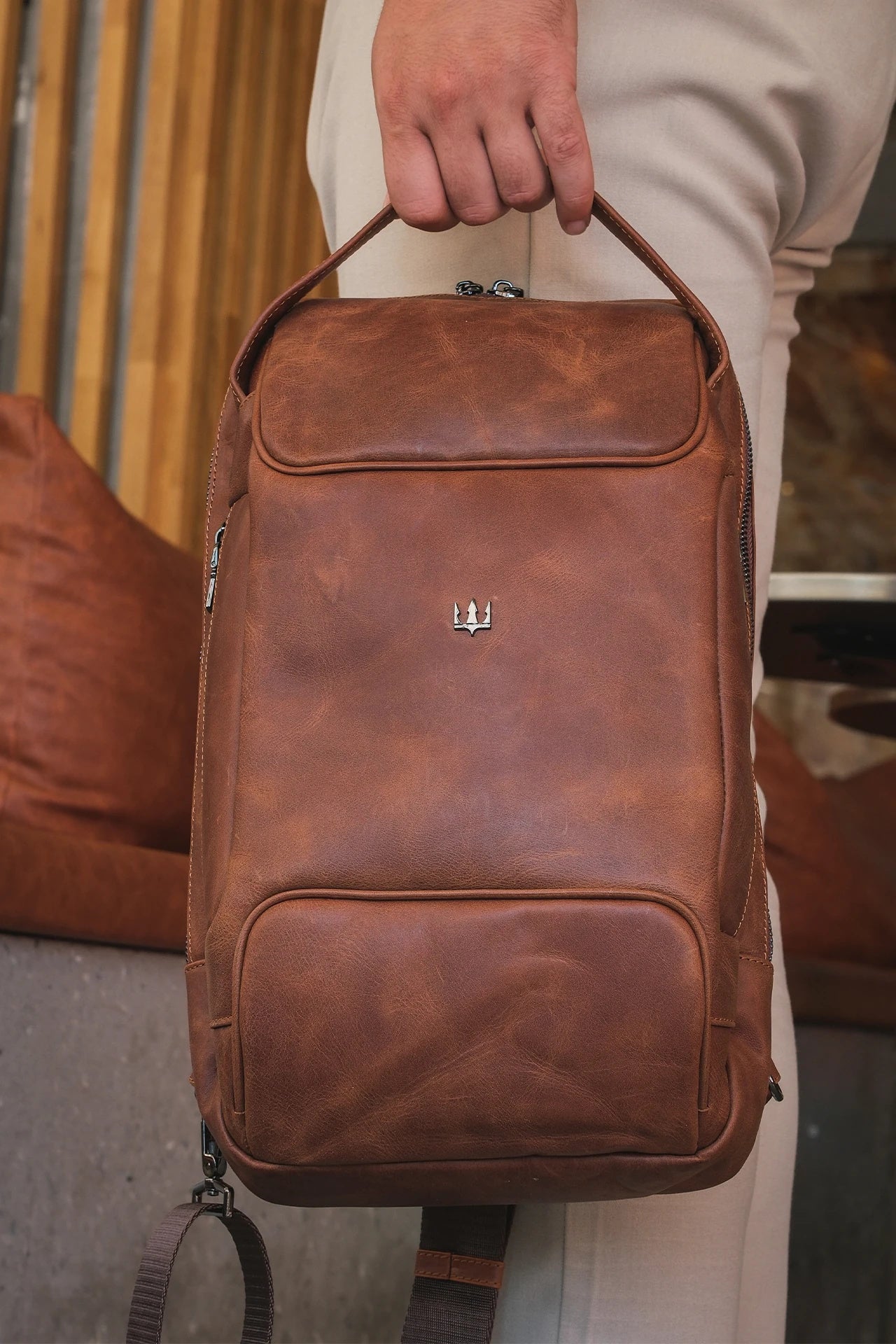 Grain Hakiki Deri Sırt Çantası