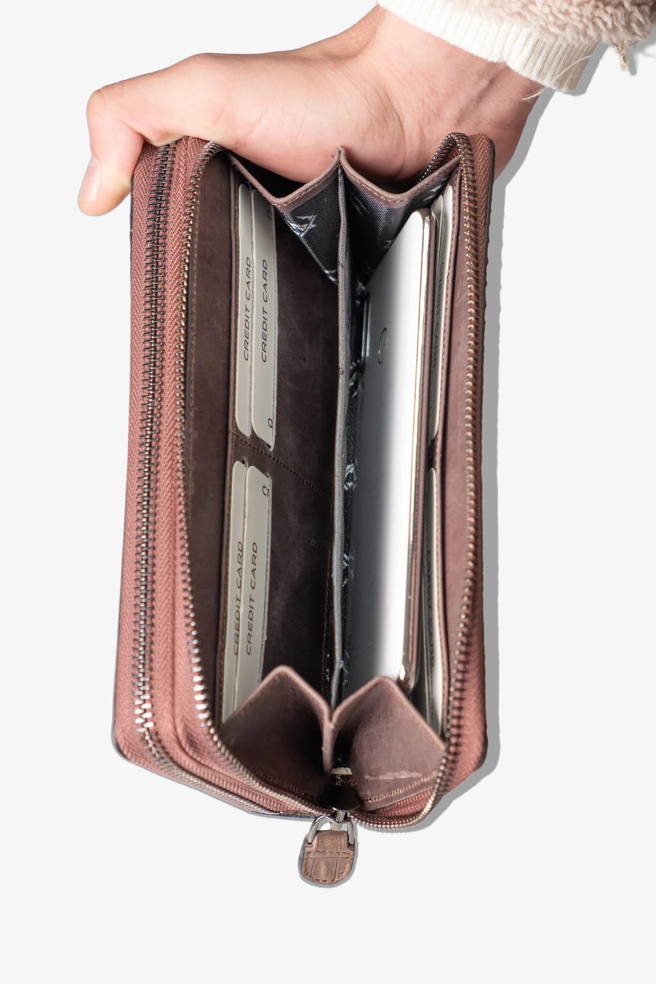 Alecra Çift Telefon Hazneli Deri Portföy