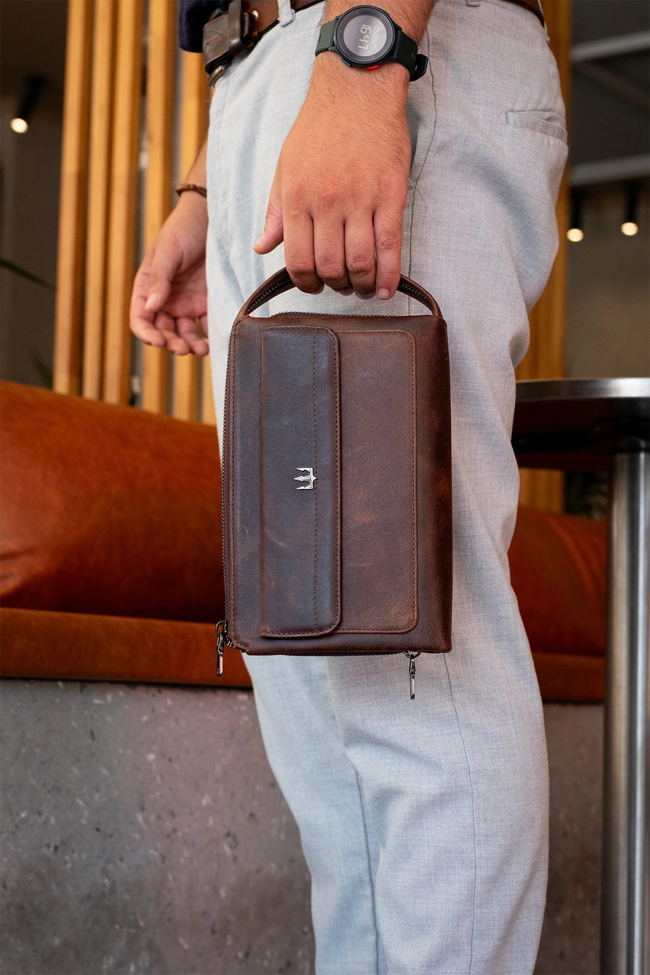 Ombre Hakiki Deri El Çantası