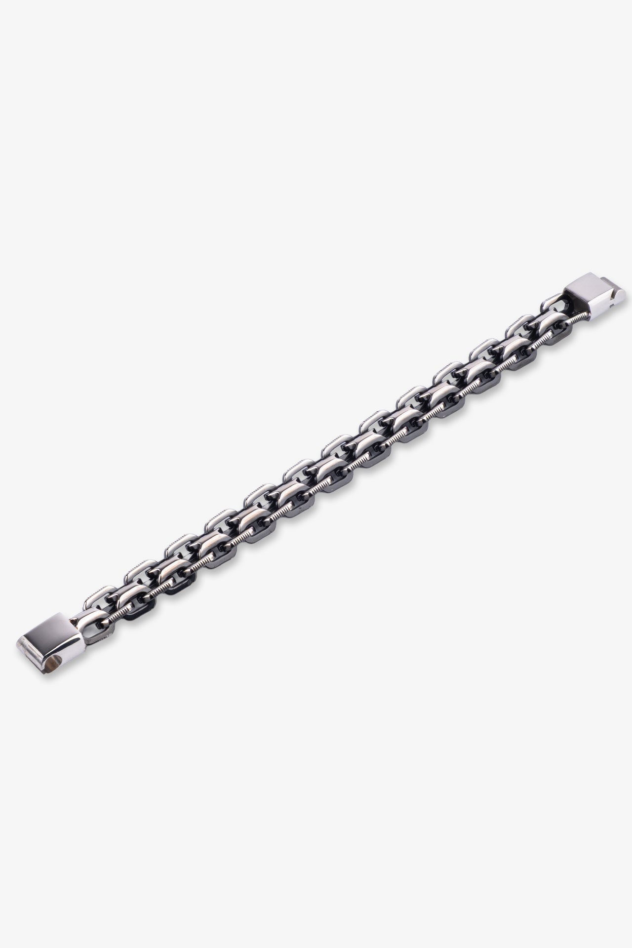 Gri metal zincirli erkek bileklik, modern tasarım