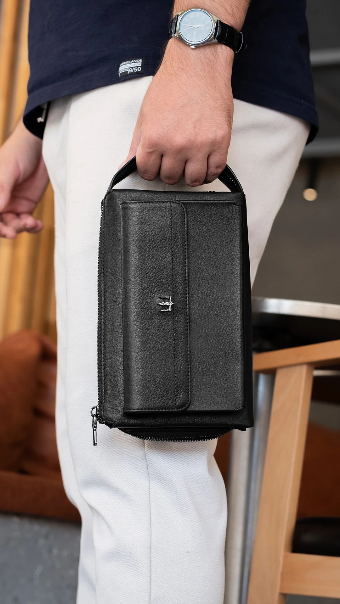 Ombre Hakiki Deri El Çantası