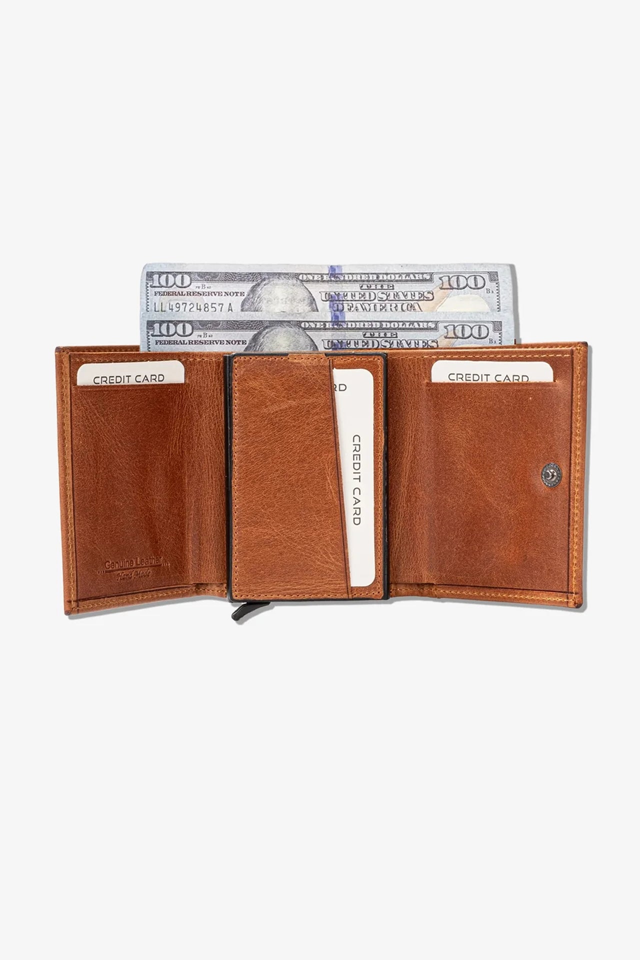 Prag Mekanizmalı Hakiki Deri Cüzdan