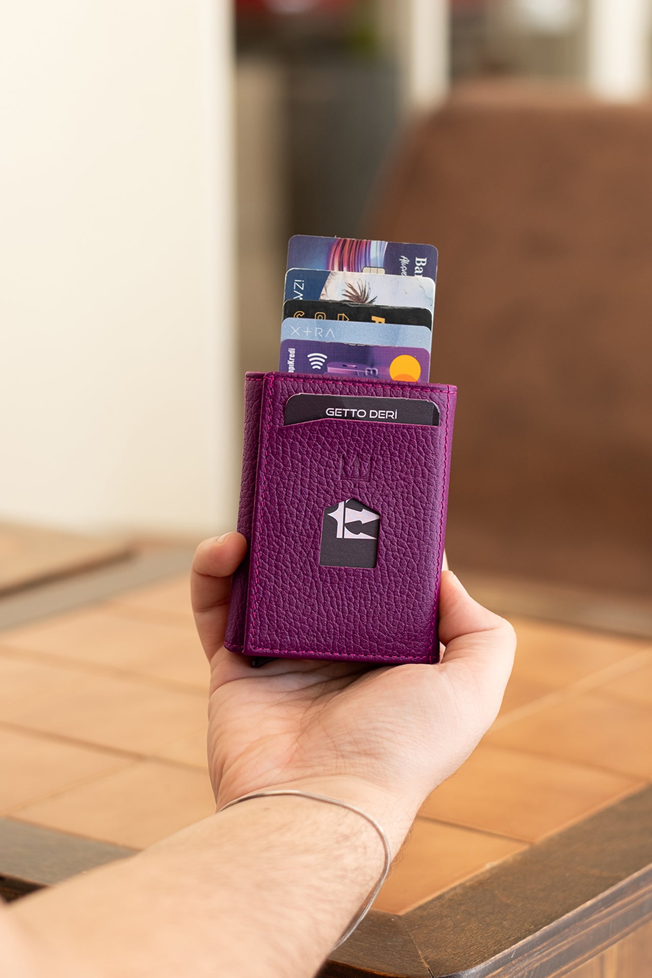 Prag Mekanizmalı Hakiki Deri Cüzdan