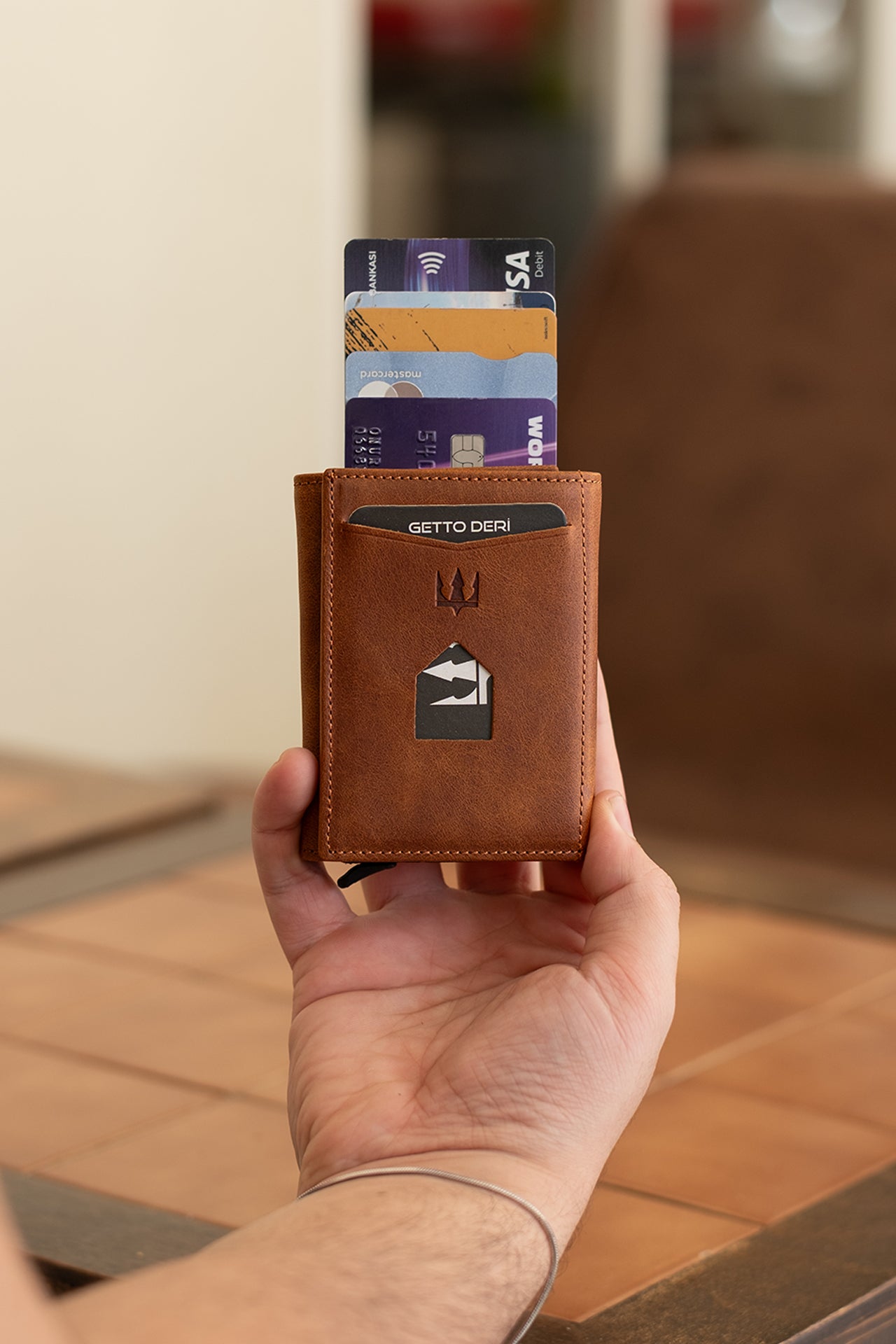 Prag Mekanizmalı Hakiki Deri Cüzdan