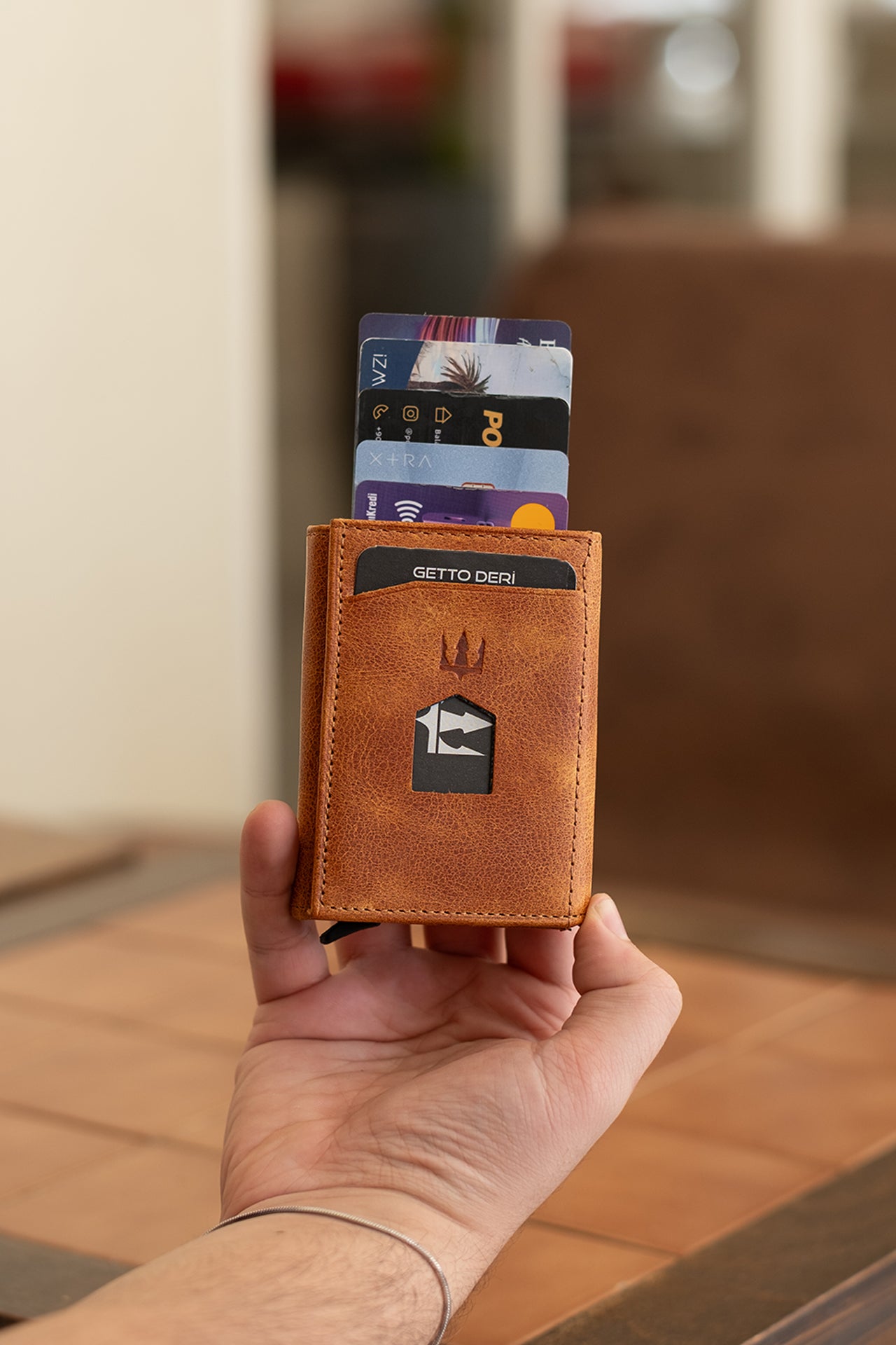 Prag Mekanizmalı Hakiki Deri Cüzdan