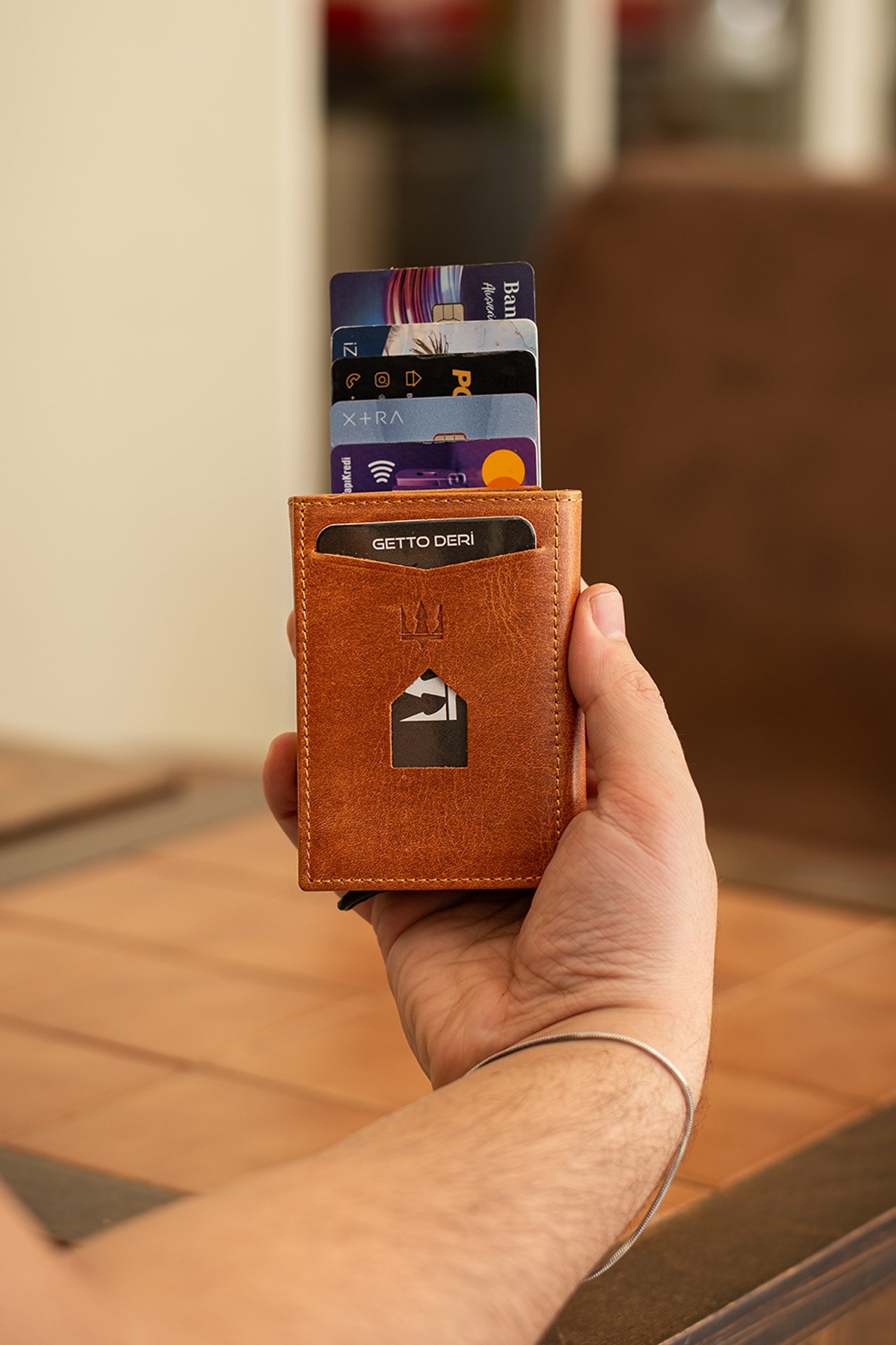 Prag Mekanizmalı Hakiki Deri Cüzdan