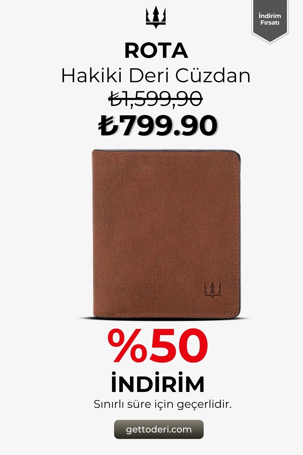 Hakiki deri kahverengi cüzdan, klasik tasarım ve dikiş detayı