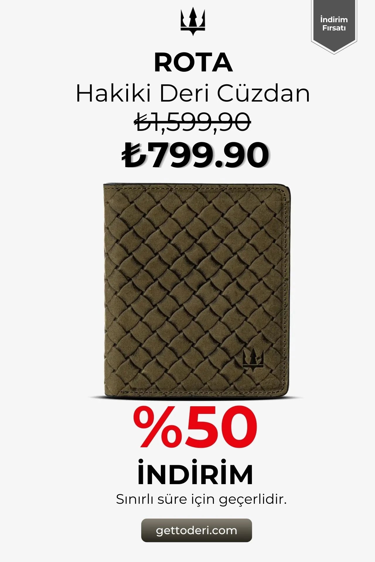 Hakiki deri, örgü desenli kahverengi cüzdan