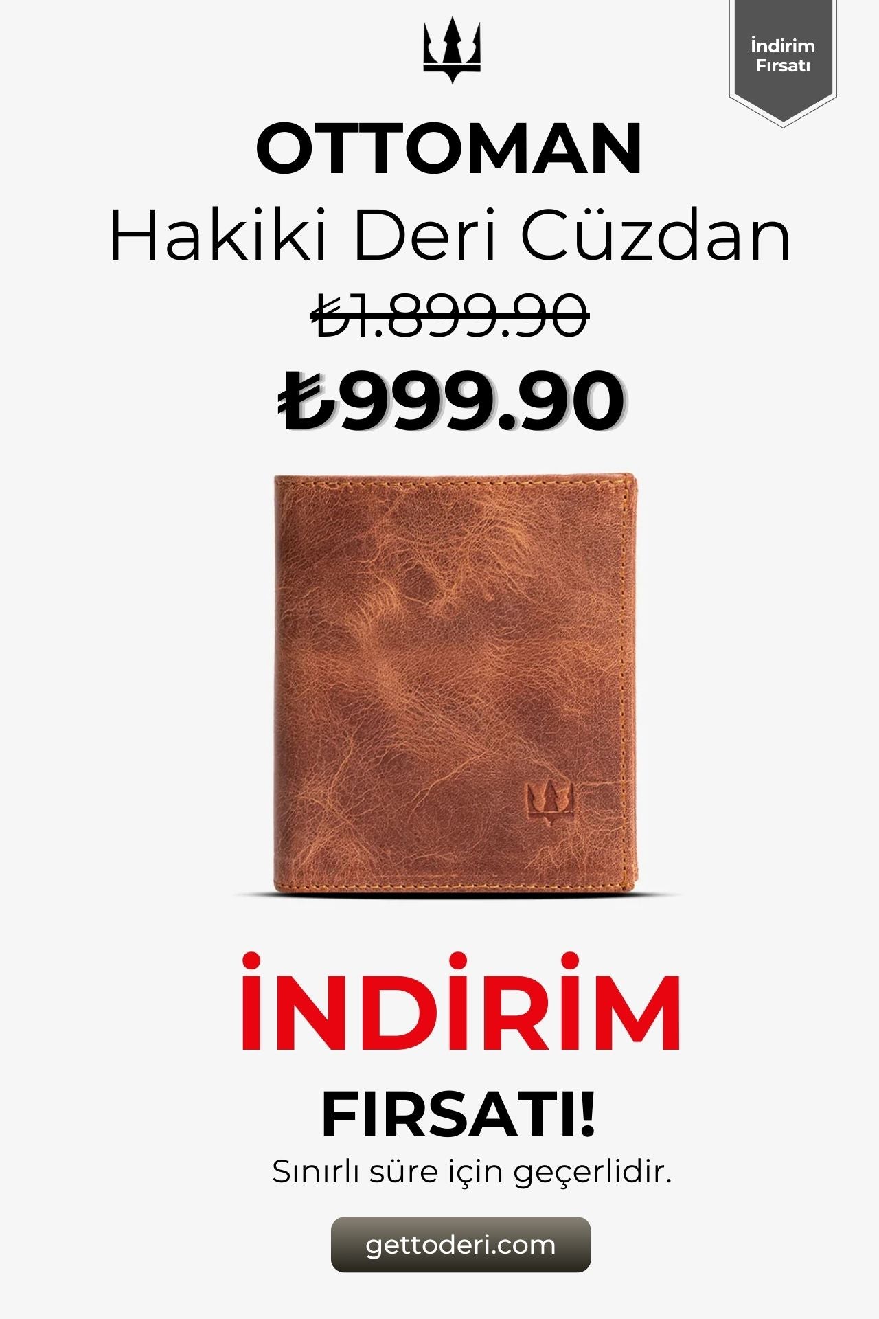 Kahverengi hakiki deri cüzdan, doğal dokulu ve dikiş detaylı