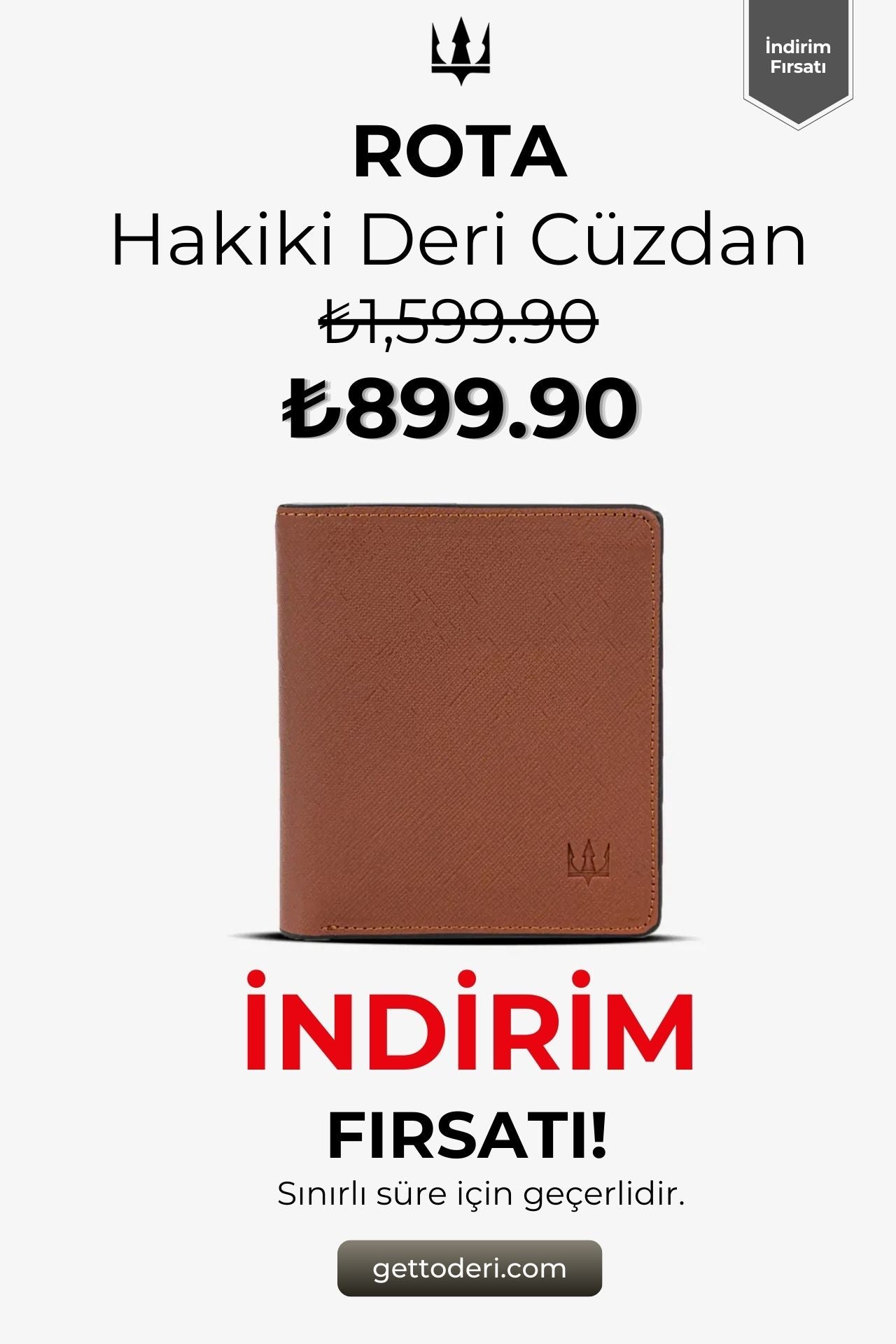 Kahverengi hakiki deri cüzdan, klasik tasarım ve kaliteli dikiş detayı