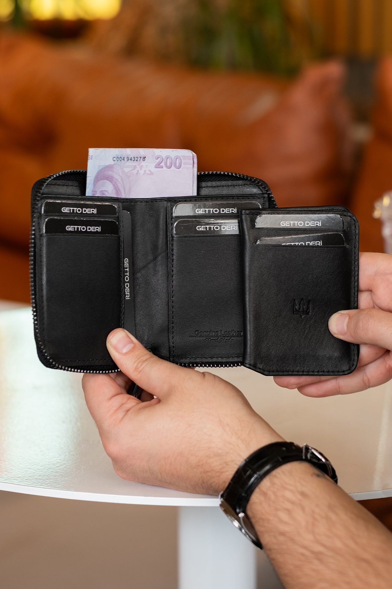 Zip Hakiki Deri Fermuarlı Cüzdan