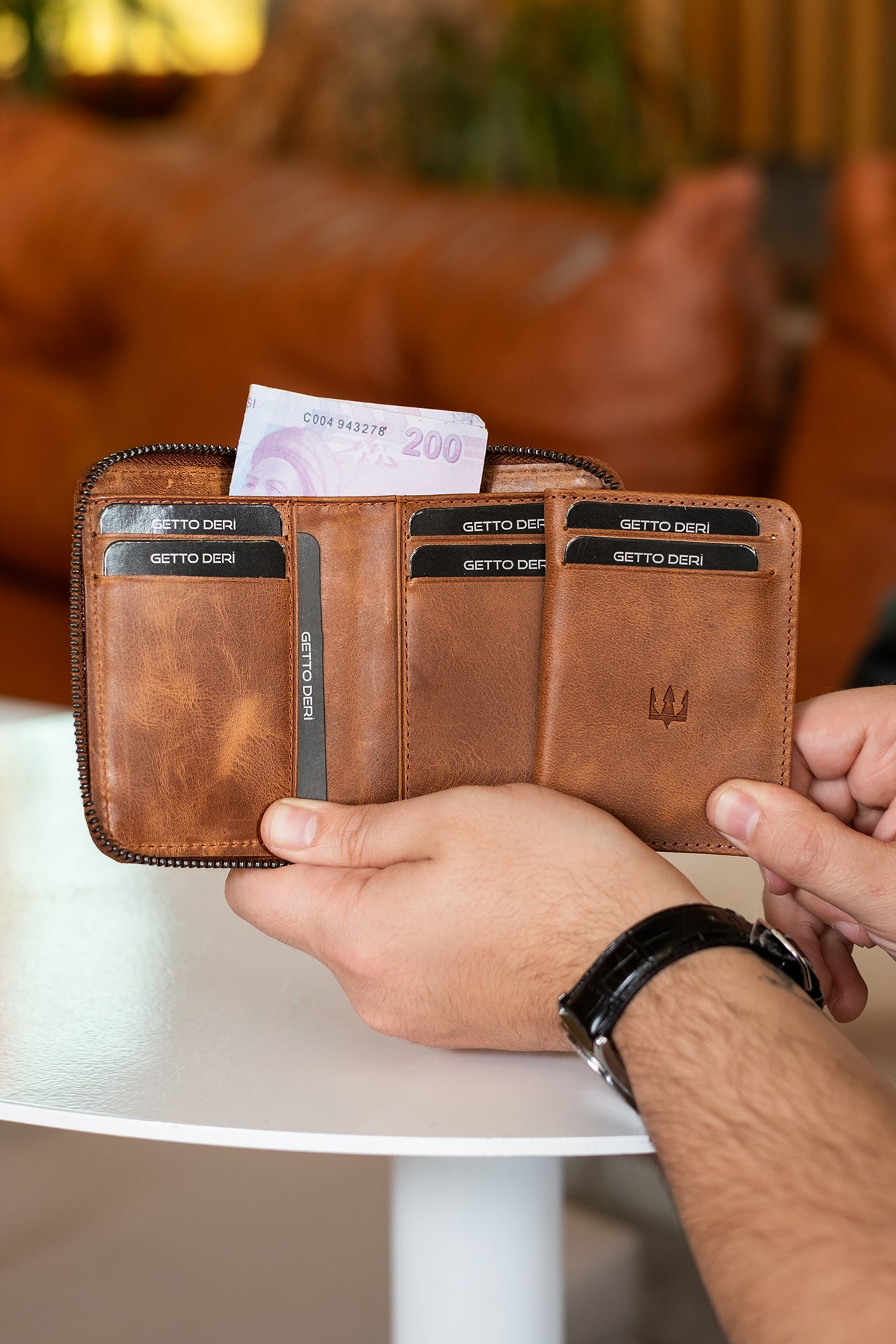 Zip Hakiki Deri Fermuarlı Cüzdan