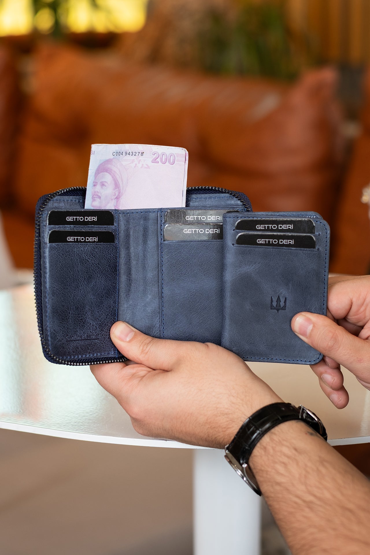 Zip Hakiki Deri Fermuarlı Cüzdan