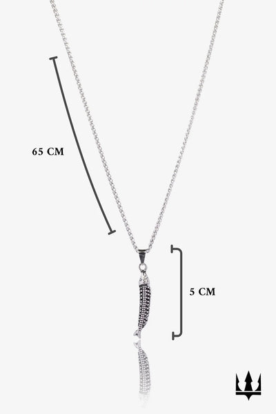 Gümüş balık şeklinde kolye, 65 cm zincir, 5 cm asma