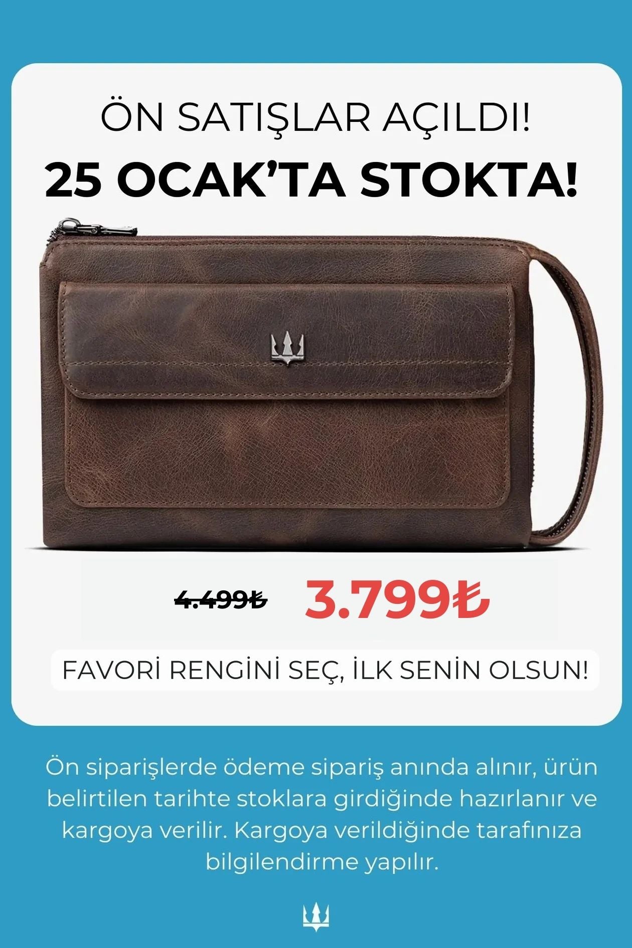 Ombre Hakiki Deri El Çantası