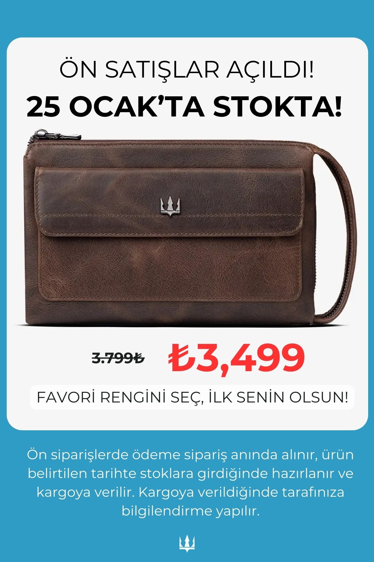 Ombre Hakiki Deri El Çantası