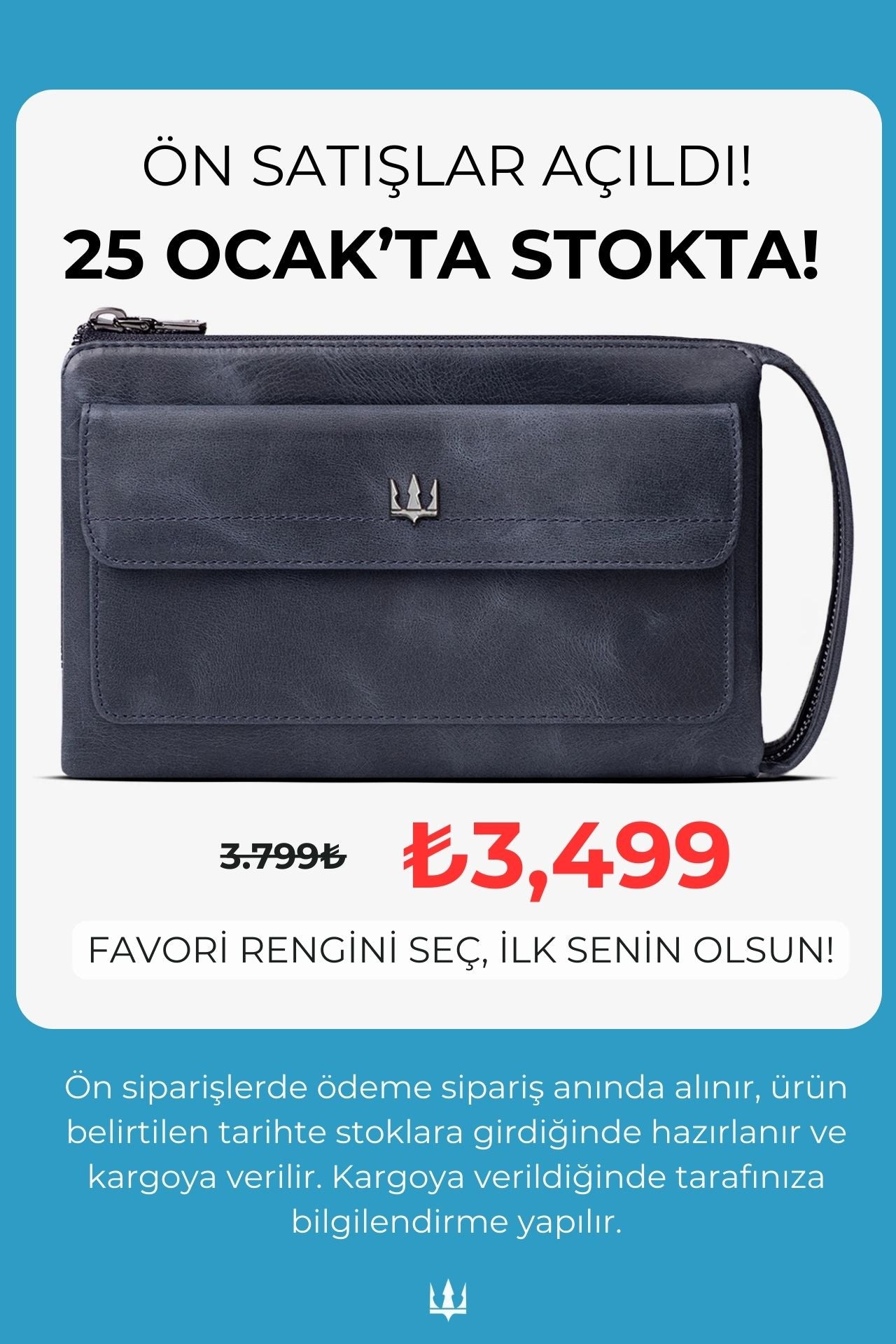 Ombre Hakiki Deri El Çantası