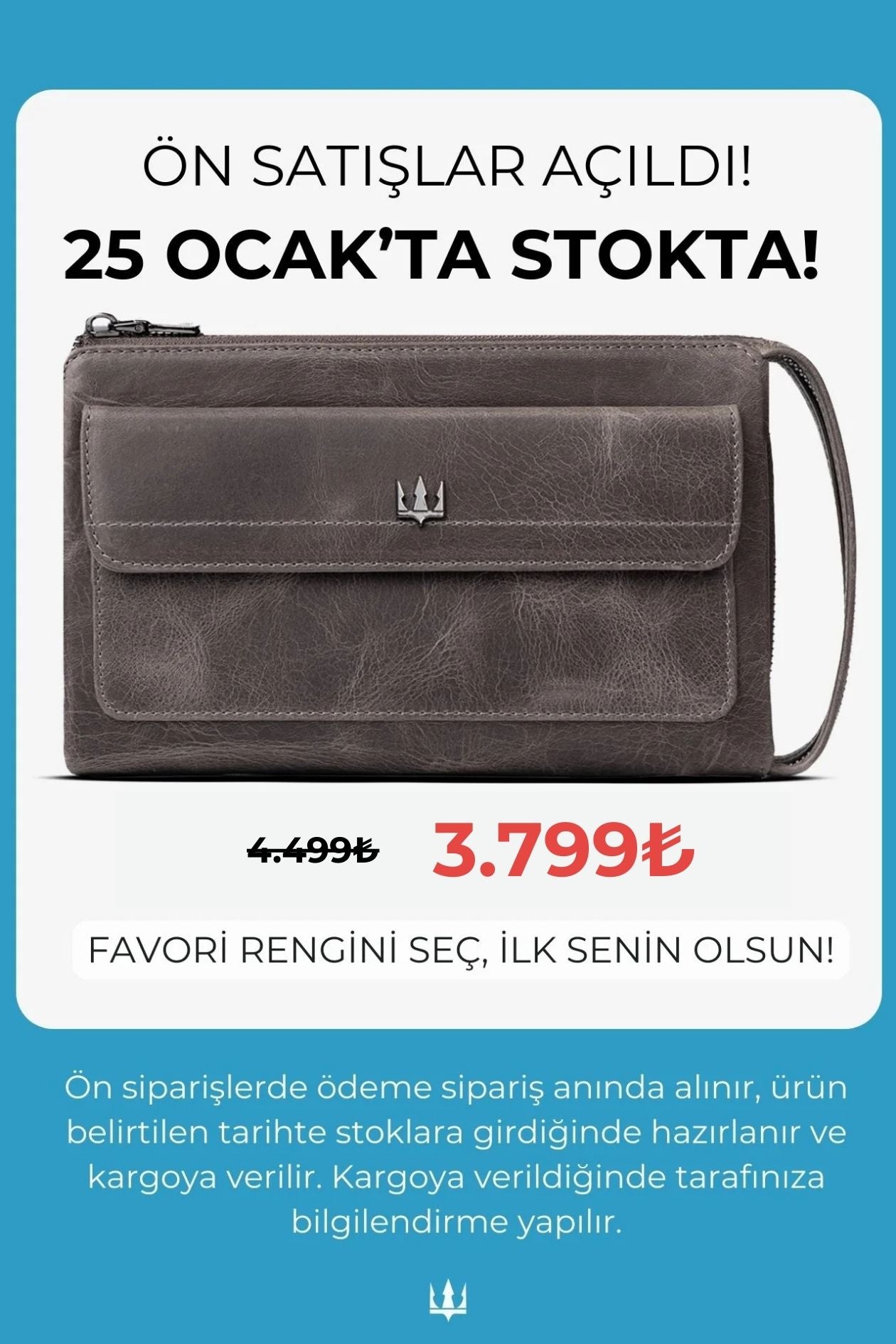 Ombre Hakiki Deri El Çantası