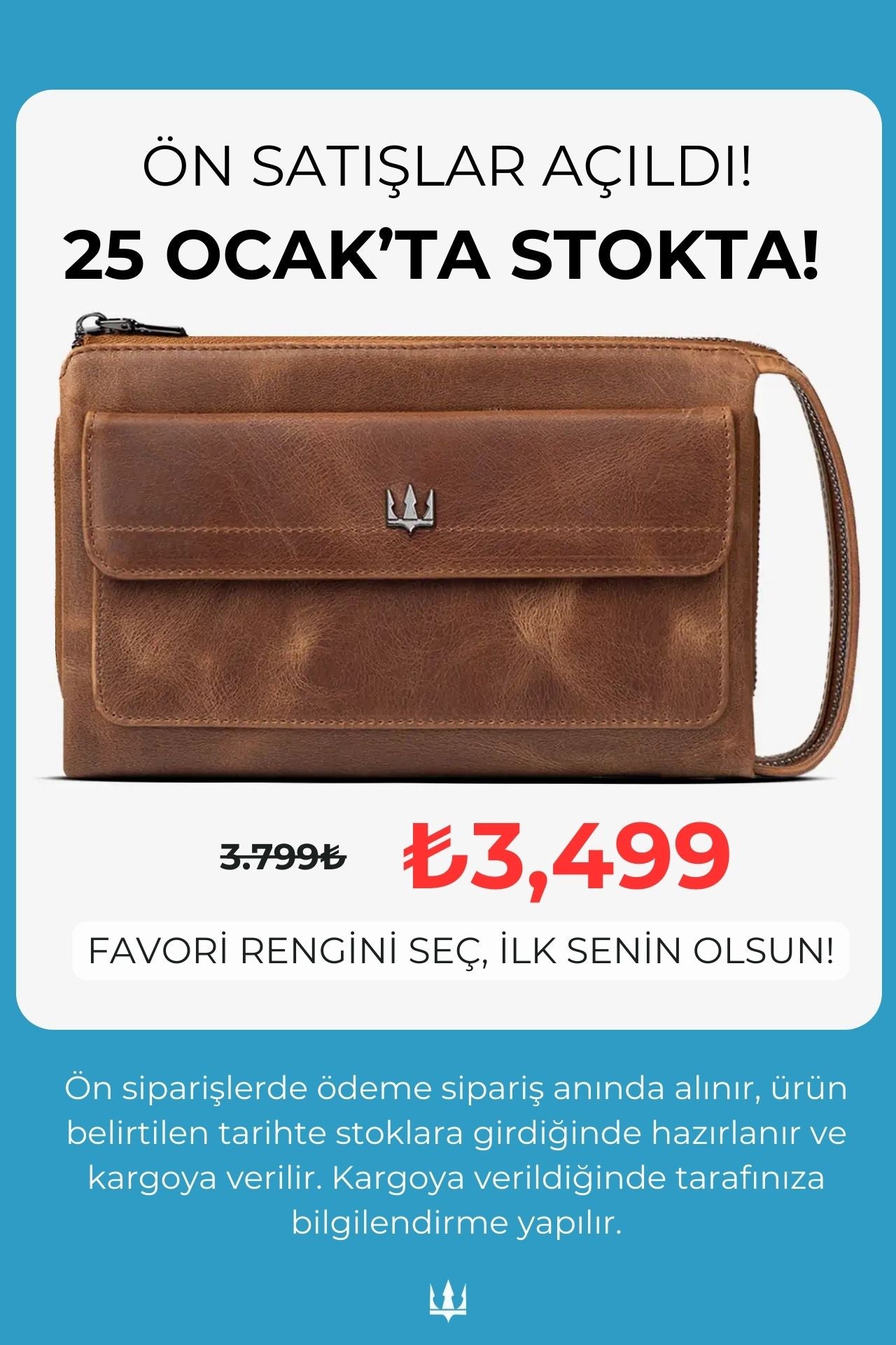 Ombre Hakiki Deri El Çantası