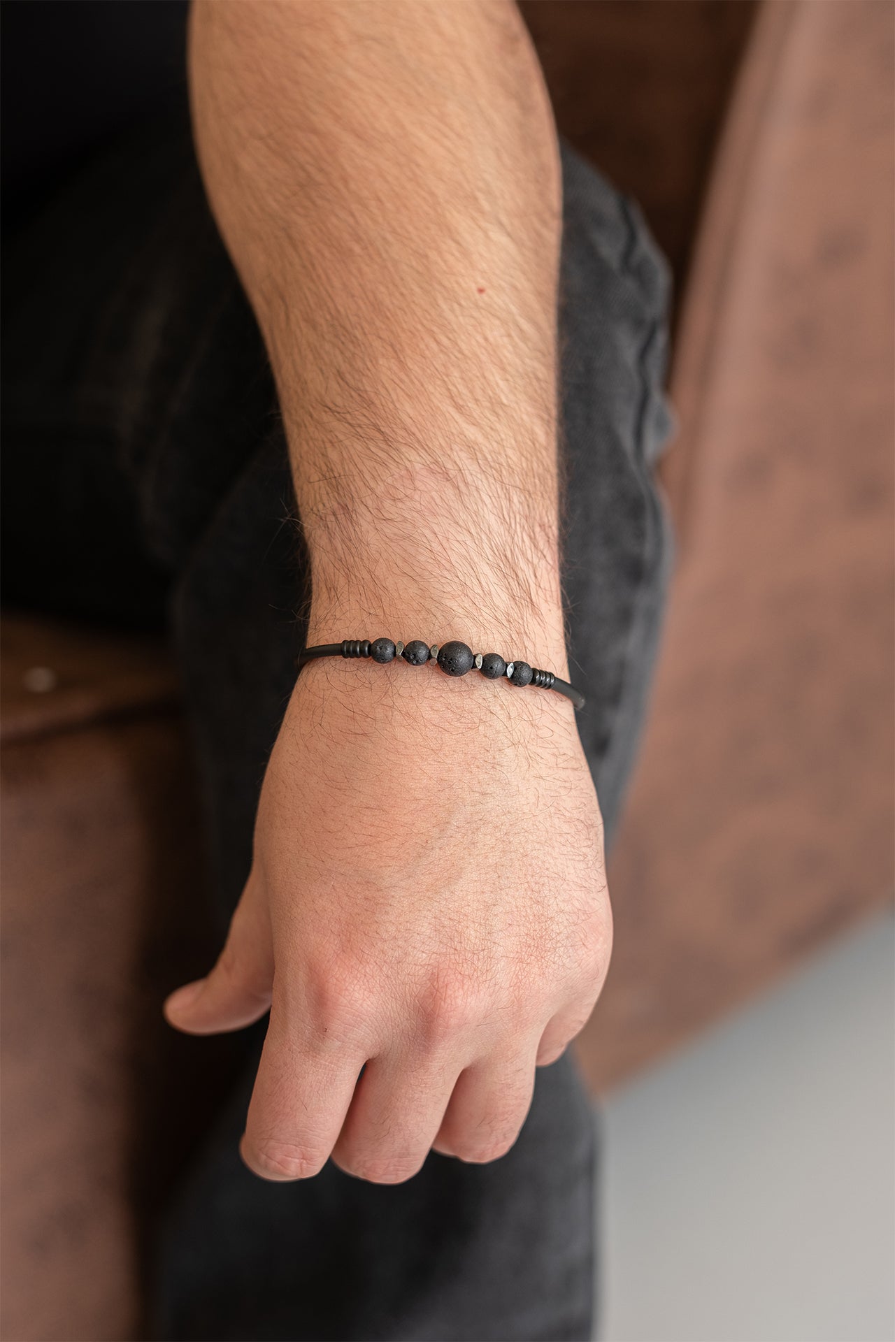 Lav Hematit Bileklik (Sağlık Taşı)