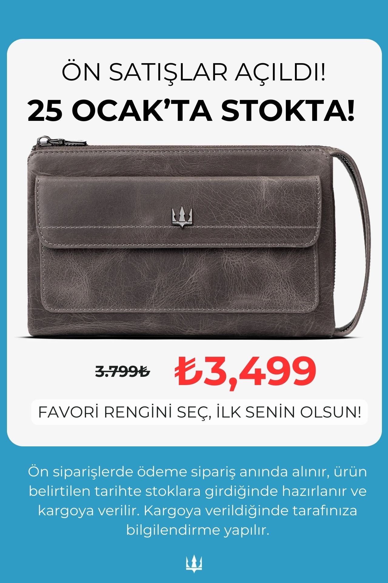 Ombre Hakiki Deri El Çantası