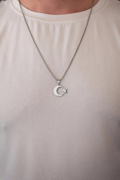 Ay Yıldız Çelik Kolye