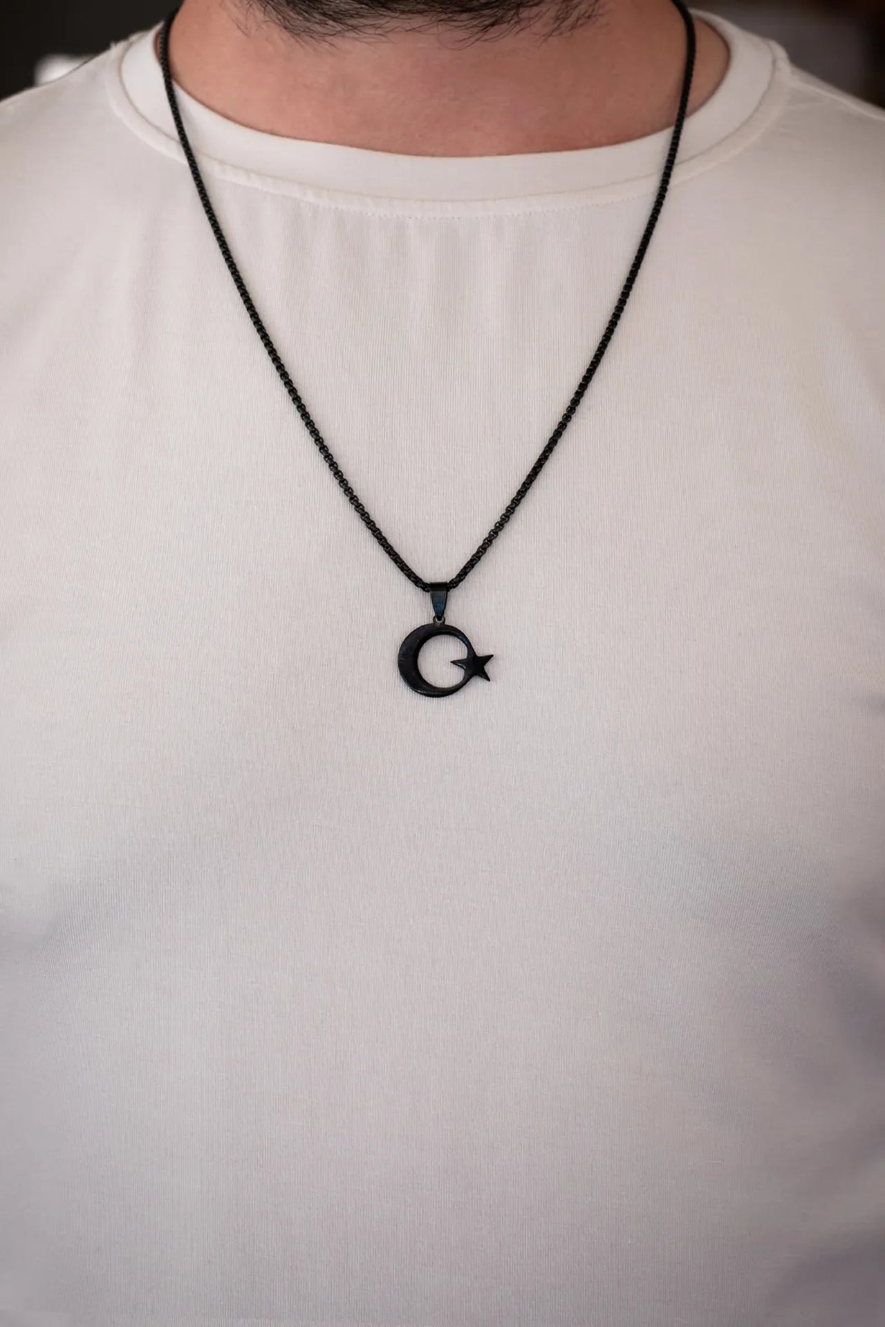Ay Yıldız Çelik Kolye