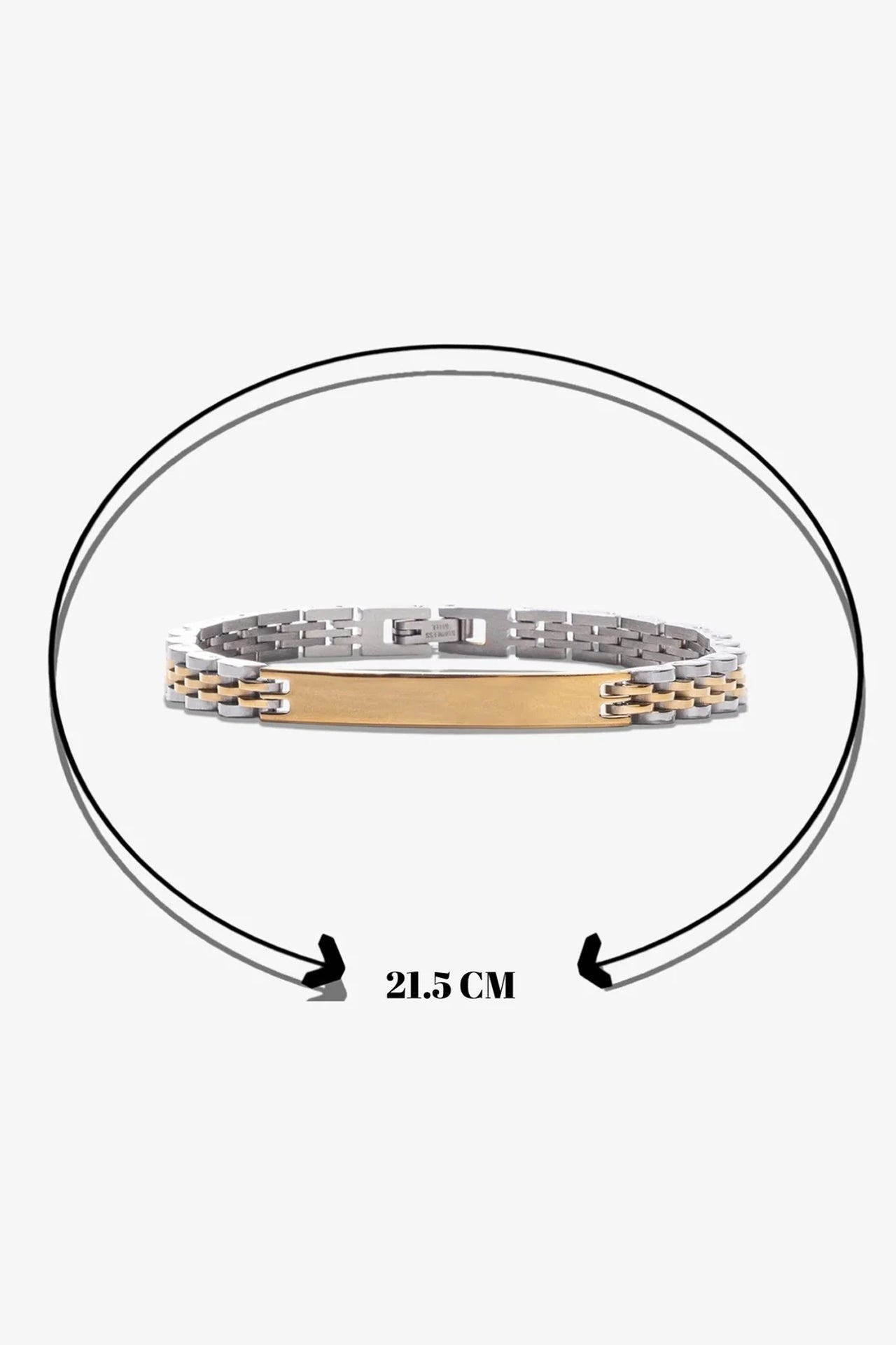 İki renkli metal bileklik, 21.5 cm uzunlukta, modern tasarım