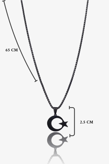 Ay Yıldız Çelik Kolye