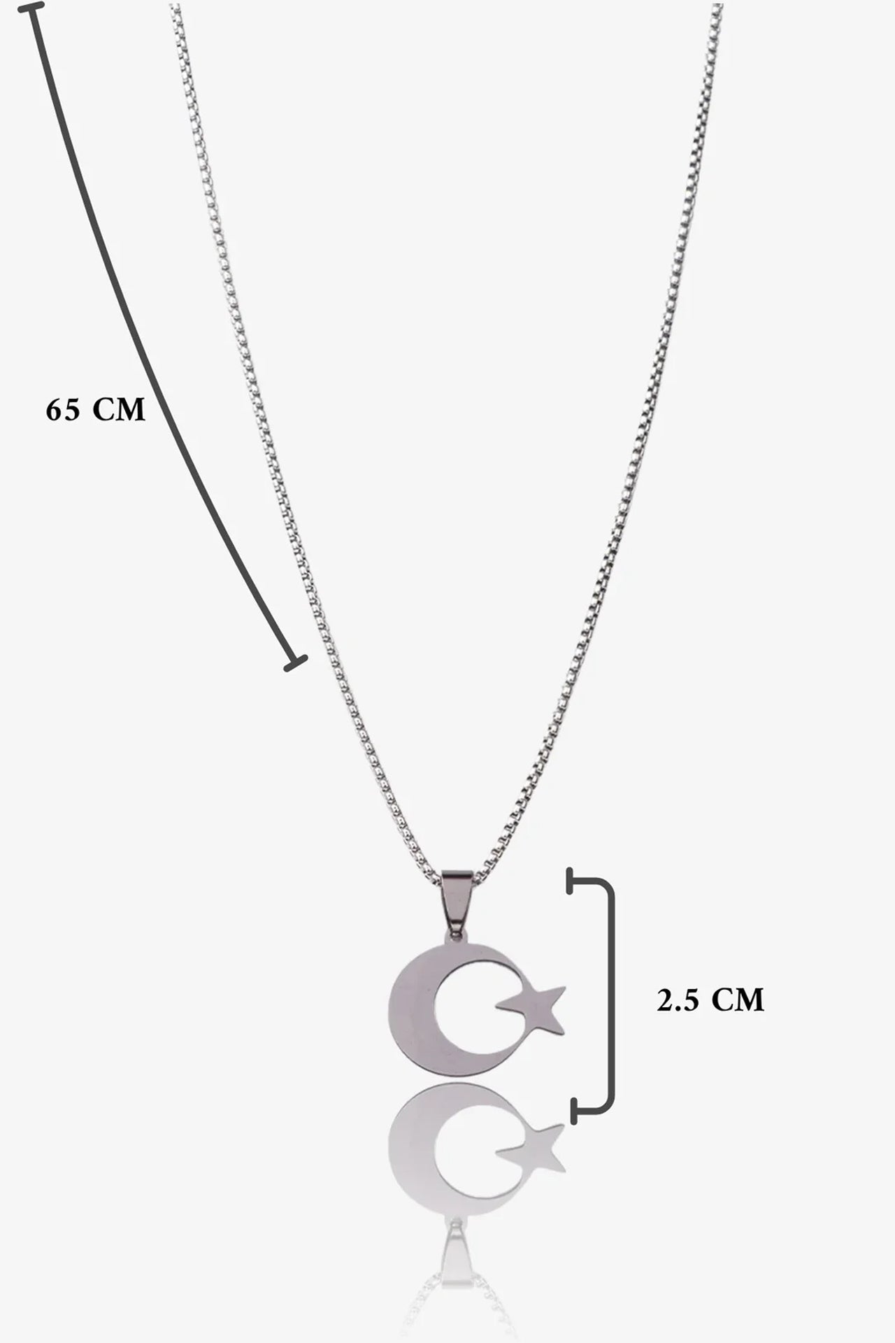 Ay Yıldız Çelik Kolye