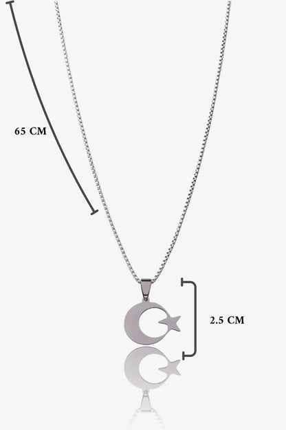 Ay Yıldız Çelik Kolye