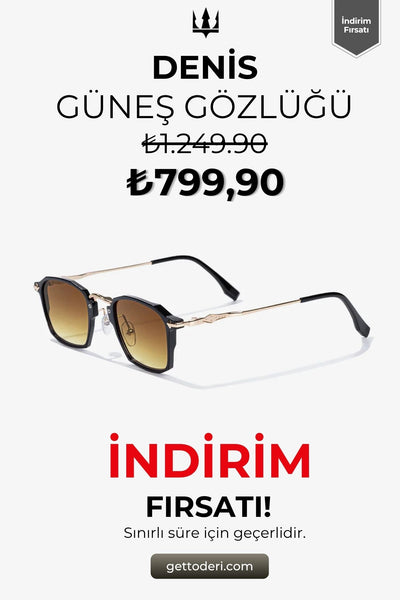 Kare koyu renk çerçeveli, altın detaylı polarize güneş gözlüğü