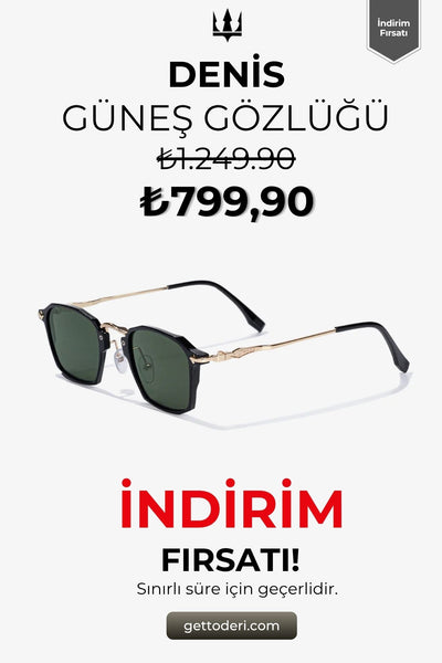 Kare çerçeveli siyah ve altın detaylı güneş gözlüğü