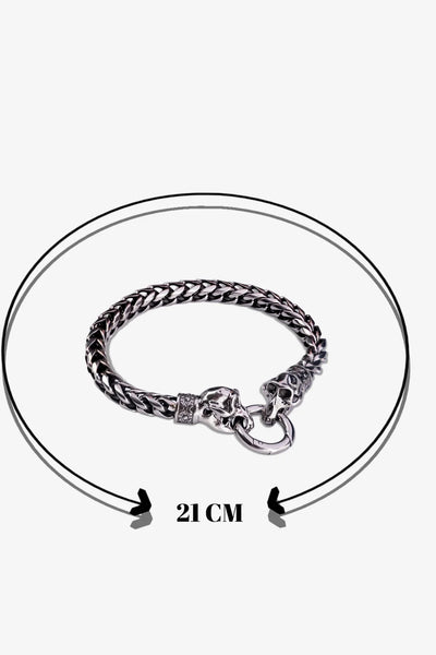 21 cm gümüş renkli kafatası detaylı metal bileklik
