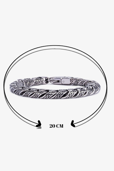 20 cm gümüş renkli desenli metal bileklik