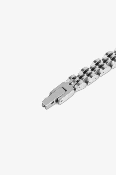 Gümüş renkli metal bileklik, paslanmaz çelik zincir detaylı