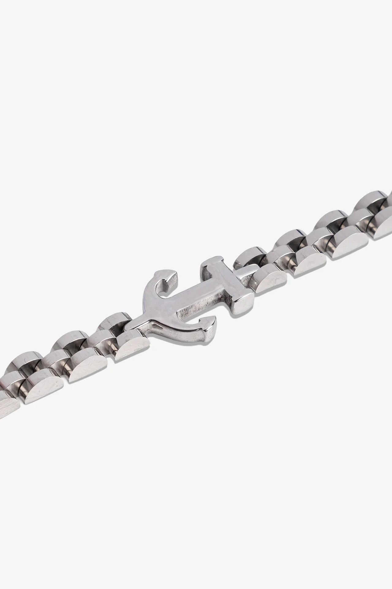 Gümüş renkli metal zincir bileklik, klasik çapa detaylı