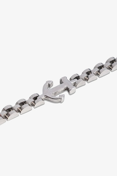 Gümüş renkli metal zincir bileklik, klasik çapa detaylı
