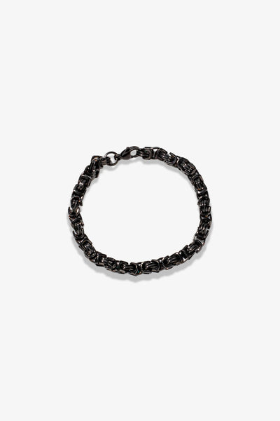 Siyah metal zincirli bileklik, modern erkek aksesuarı