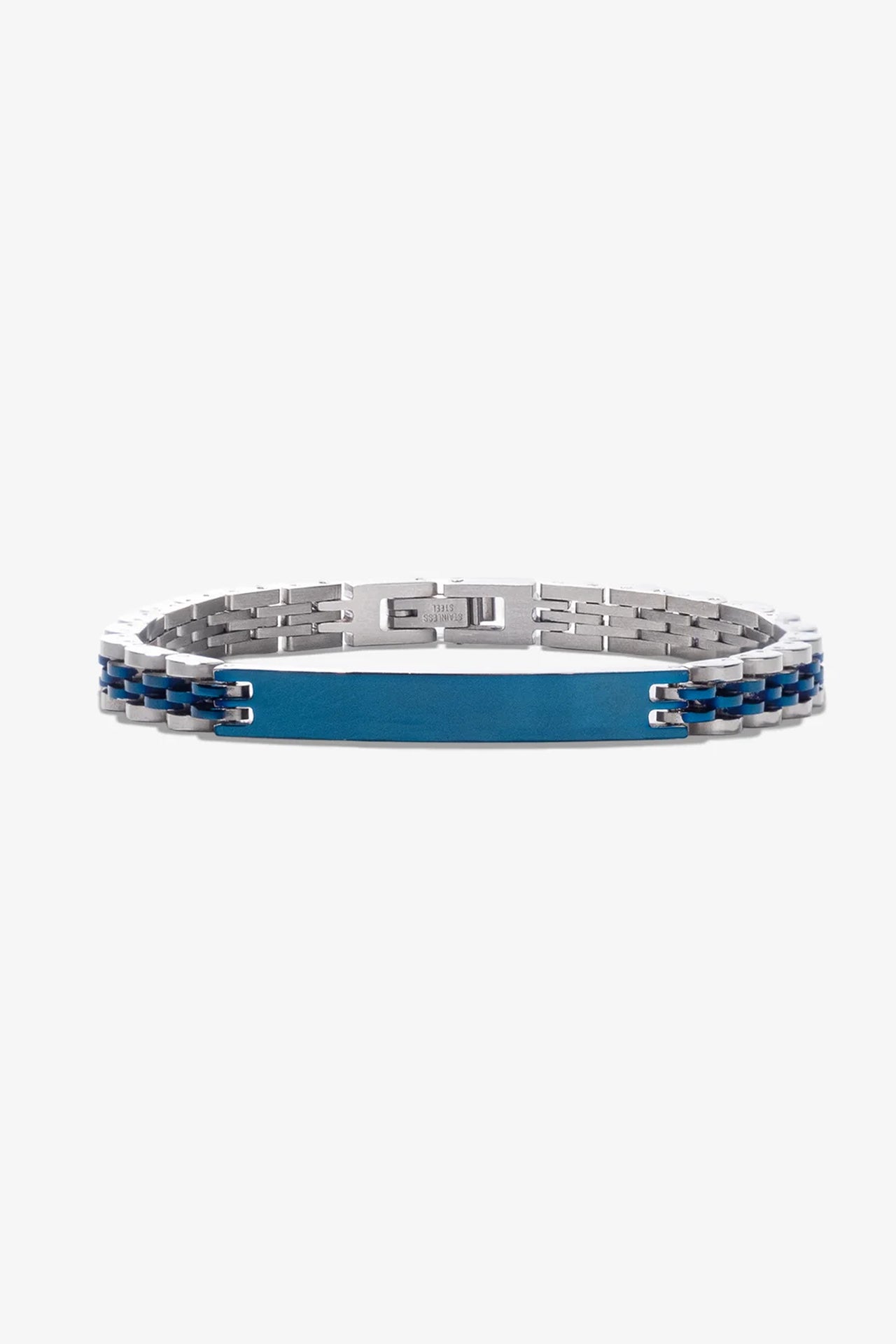 Mavi ve gümüş rengi metal bileklik, modern tasarım