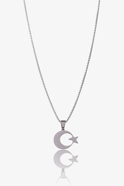 Ay Yıldız Çelik Kolye